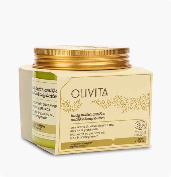body-butter-antiox-con-aceite-de-oliva-aloe-vera-granada-olivita-la-chinata.jpg Antiox Tělové Máslo s Extra Panenským Olivovým Olejem, Aloe Vera a Granátovým Jablkem OLIVITA