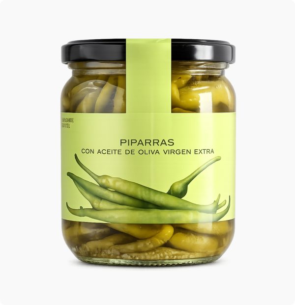piparras-con-aceite-de-oliva-virgen-extra Nakladané Zelené Papričky z Baskicka "Piparras" v Extra Panenském Olivovém Oleji
